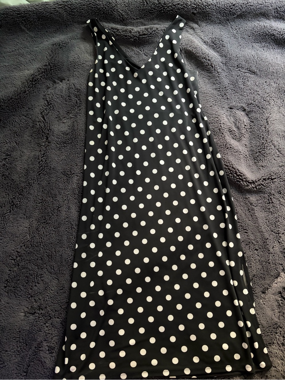 Vintage Lauren Ralph Lauren Black Polka Dot V-Neck Midi Dress